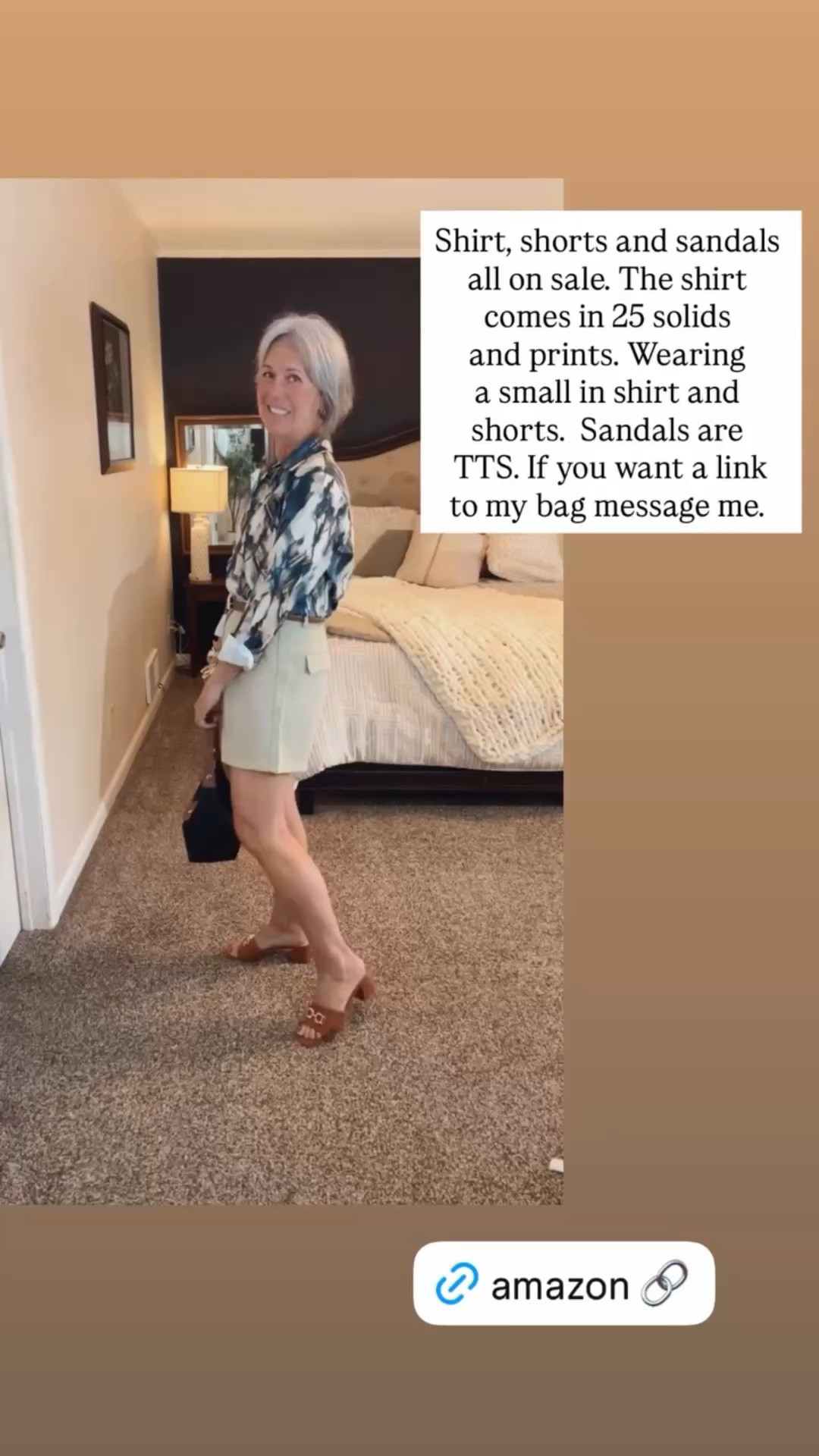 Shirt, shorts and sandals 
all on sale. The shirt 
comes in 25 solids 
and prints. Wearing 
a small in shirt and
shorts.  Sandals are
 TTS. 
I cannot link my bag here so tagged some options. 

#effortlessstyle #modernclassicstyle
#classicstyle #timelessstyle
#wearablefashion #elevatedcasual
#simplechic #chicandcomfortable
#polishedcasual

#LTKSaleAlert #LTKOver40 #LTKSeasonal