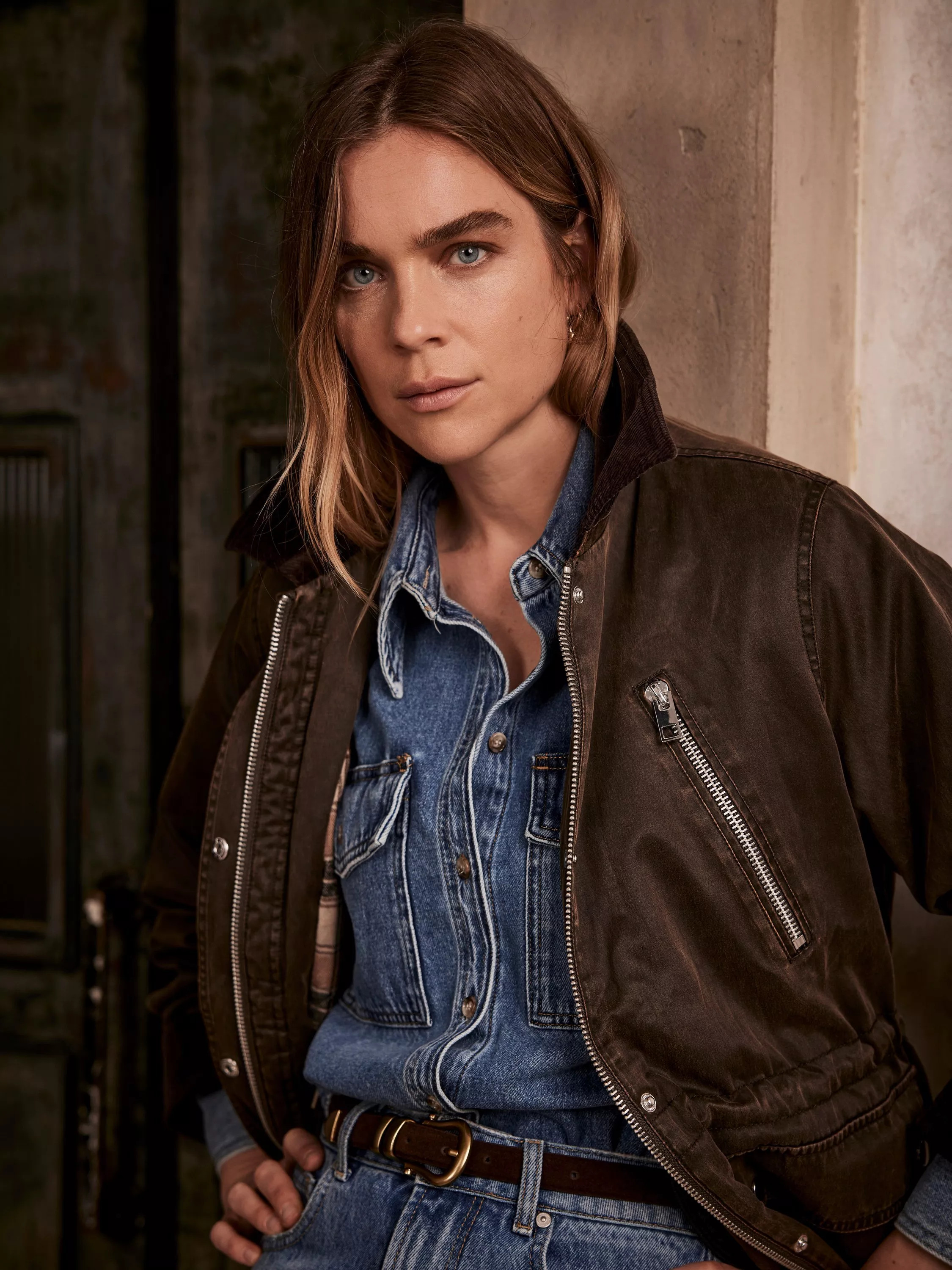 Mint Velvet Waxed Cotton Blend Jacket, Brown | John Lewis (UK)