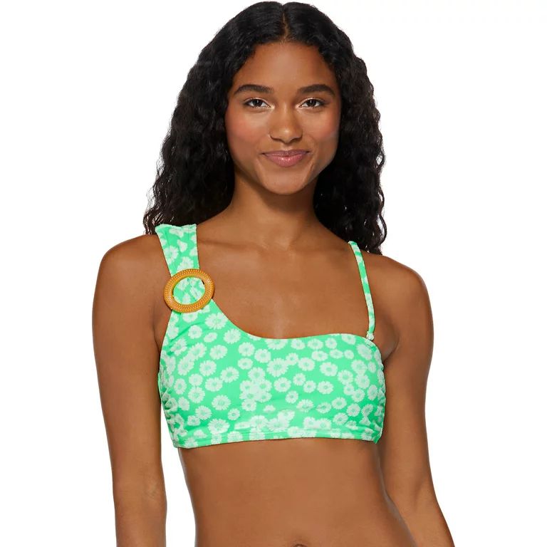 No Boundaries Juniors One Shoulder Daisy Swim Top With O-Ring | Walmart (US)