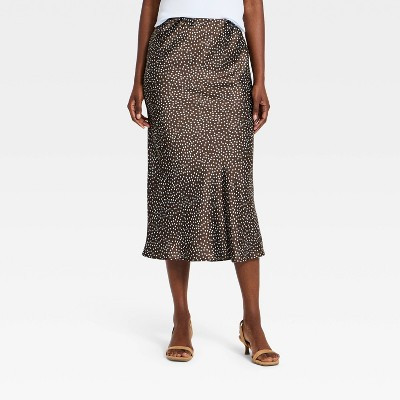 Women's Midi Slip Skirt - A New Day™ Brown S | Target
