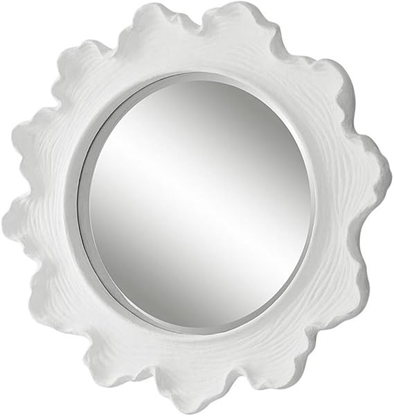 MAKLAINE Sea Coral Round Coastal Resin Glass and MDF Mirror in White | Amazon (US)
