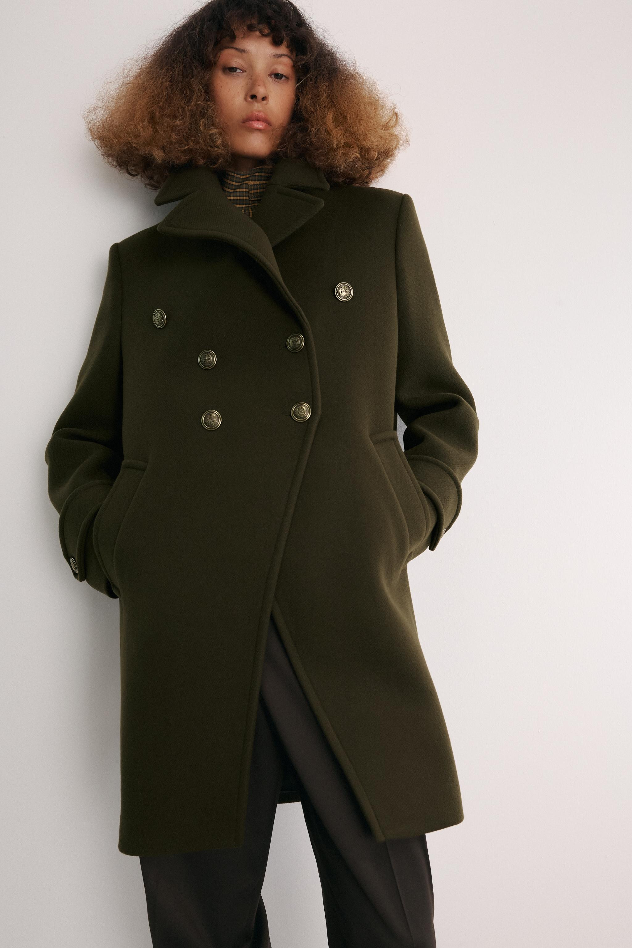 ASYMMETRIC WOOL BLEND BUTTON COAT ZW COLLECTION | Zara US