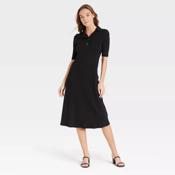 Women's Elbow Sleeve Polo Rib Dress - Who What Wear™ | Target