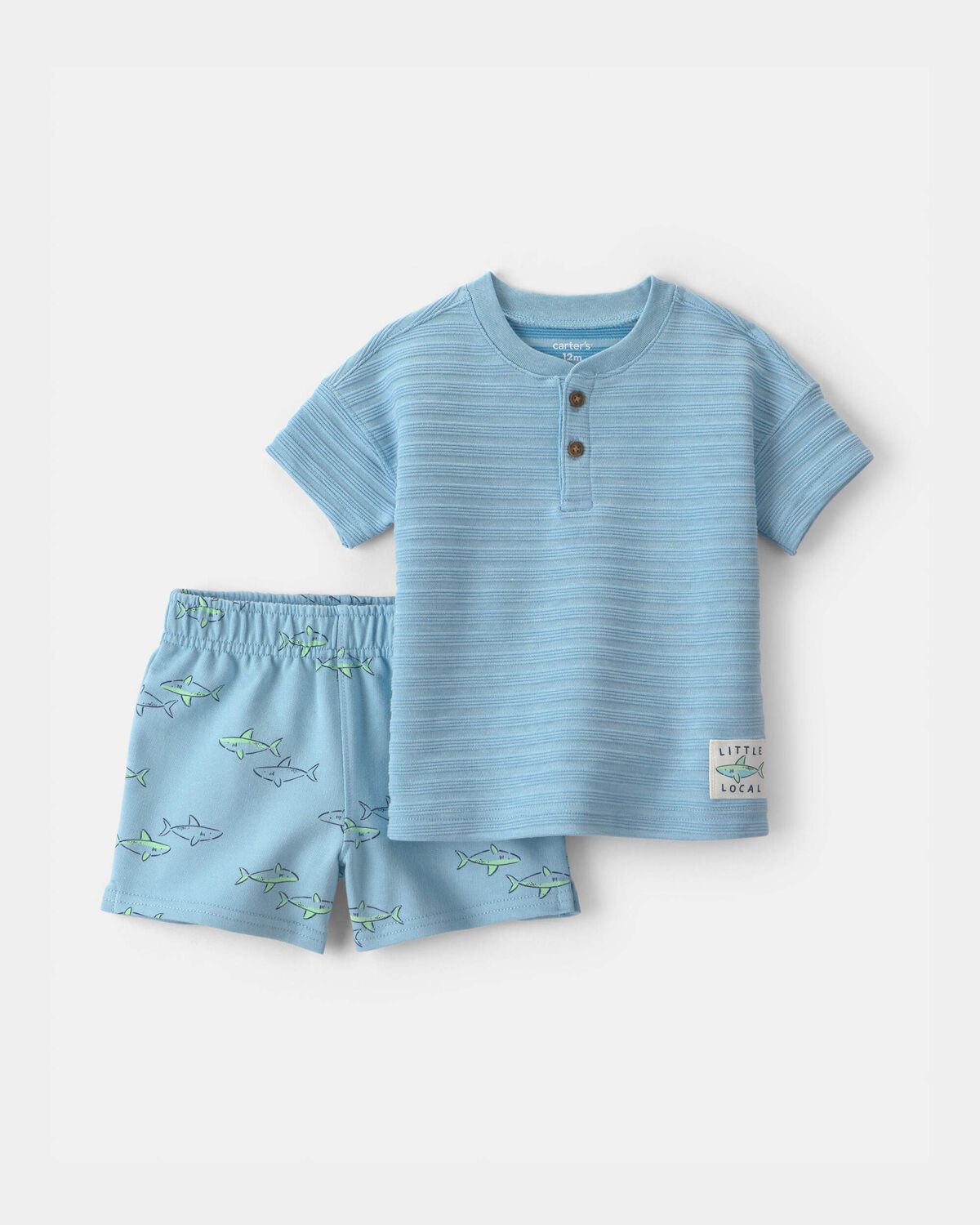 Baby Boy 2-Piece Shark Top & Short Set - Blue | Carter's | Carter's Inc