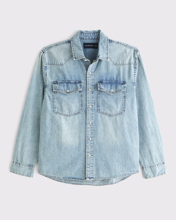 Denim Button-Up Shirt | Abercrombie & Fitch (US)