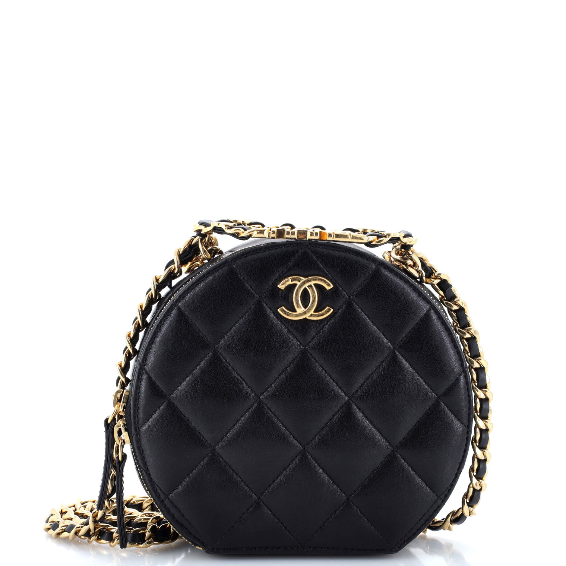 Oval Logo Chain Round Crossbody Bag Quilted Lambskin | Shop Simon