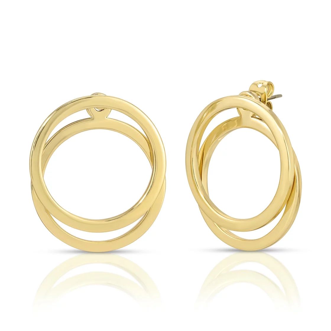 Michelle Campbell Jewelry Women's Double Hoop Ear Jacket Earrings, Brass with 14k Yellow Gold ove... | Walmart (US)