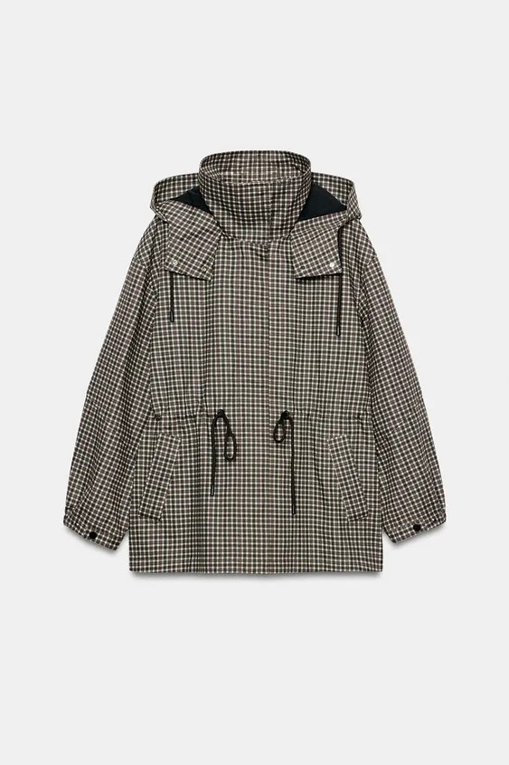CHECKED HOODED JACKET | Zara UK