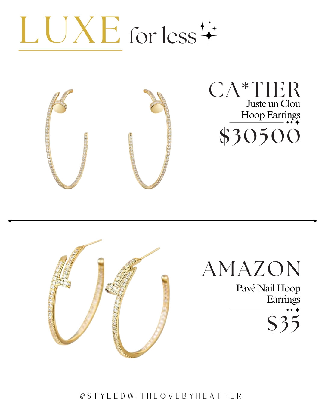  These might be one of my favorite luxe-for-less finds yet 👀✨ The designer hoops come in at $3,050, while this $35 pavé pair gives you a similar sparkling statement for so much less. Perfect when you want your simplest outfit to instantly feel more dressed up.

#LTKootd #LTKSaleAlert #LTKPetite