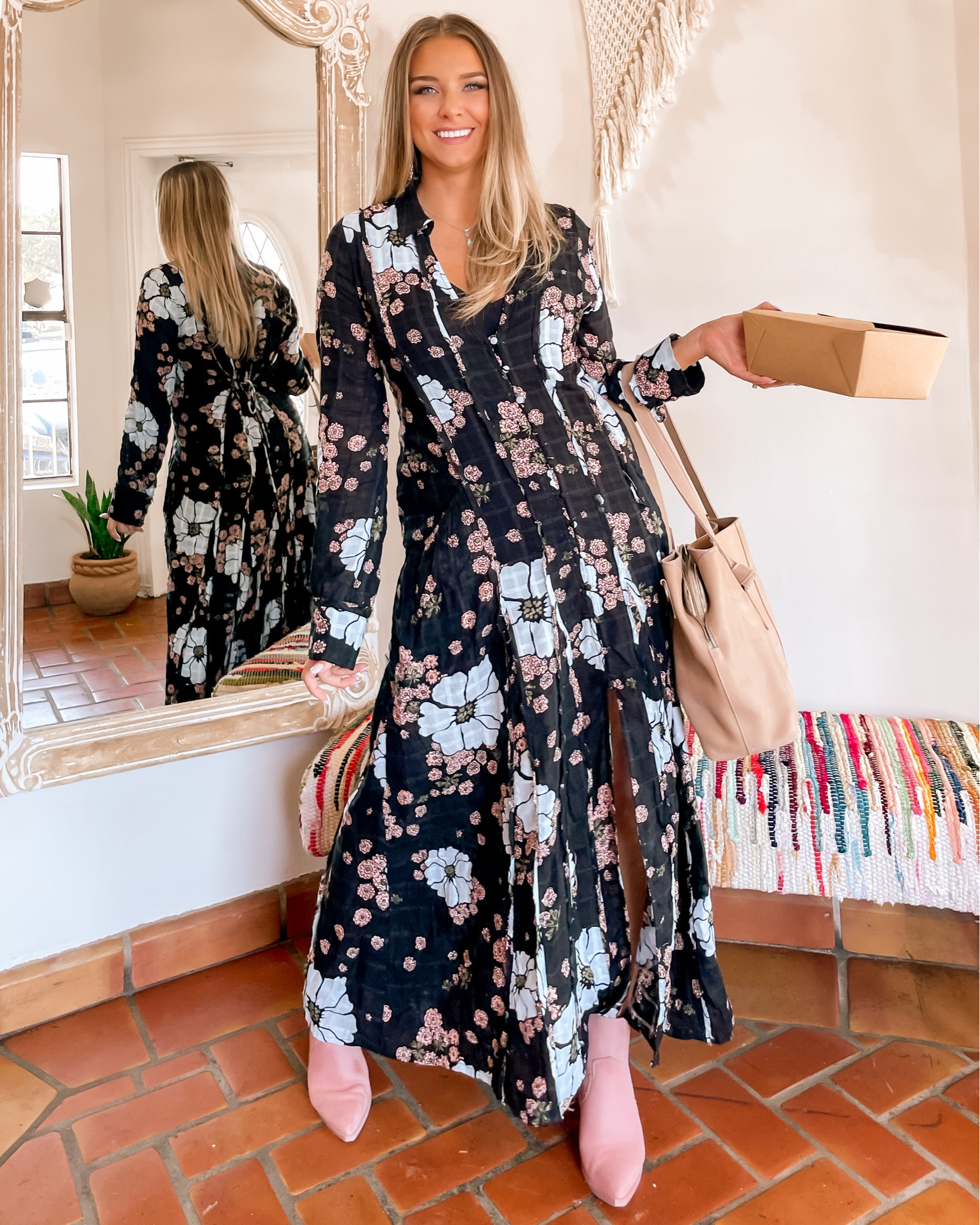 Love this flowy free people dress- it’s pretty loose fitting, but it does in the back to still give some figure.  

#LTKSeasonal #LTKHoliday #LTKshoecrush