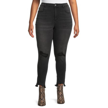 No Boundaries Juniors Plus Size Cozy Curvy Ultra High Rise Skinny Jeggings | Walmart (US)
