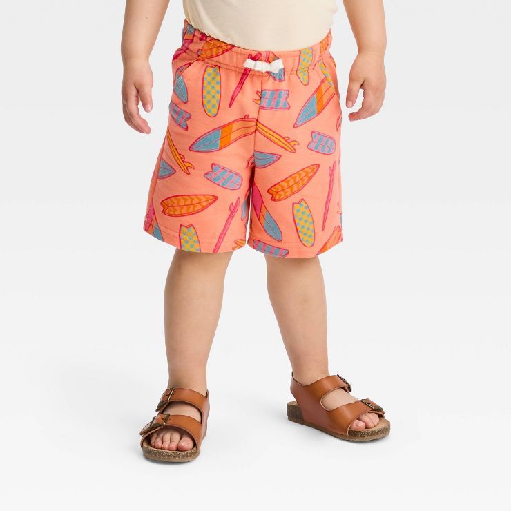 Toddler Boys' French Terry Pull-On Shorts - Cat & Jack™ Peach Orange | Target