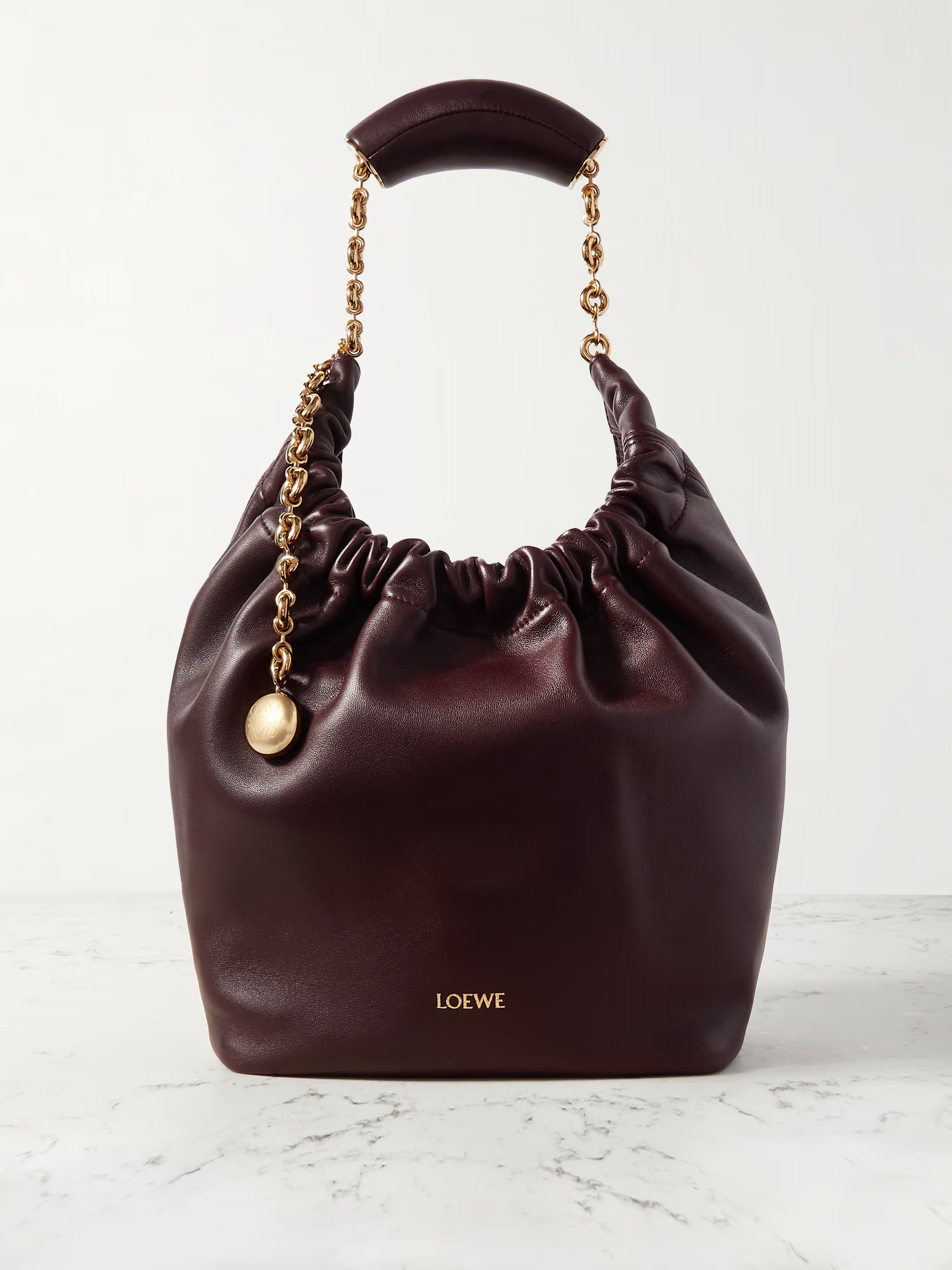 Squeeze small chain-embellished gathered leather shoulder bag | NET-A-PORTER APAC