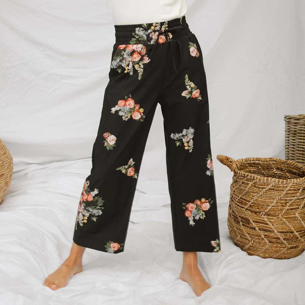 Audrey Wide Leg Pants, Rose Black | Albion Fit