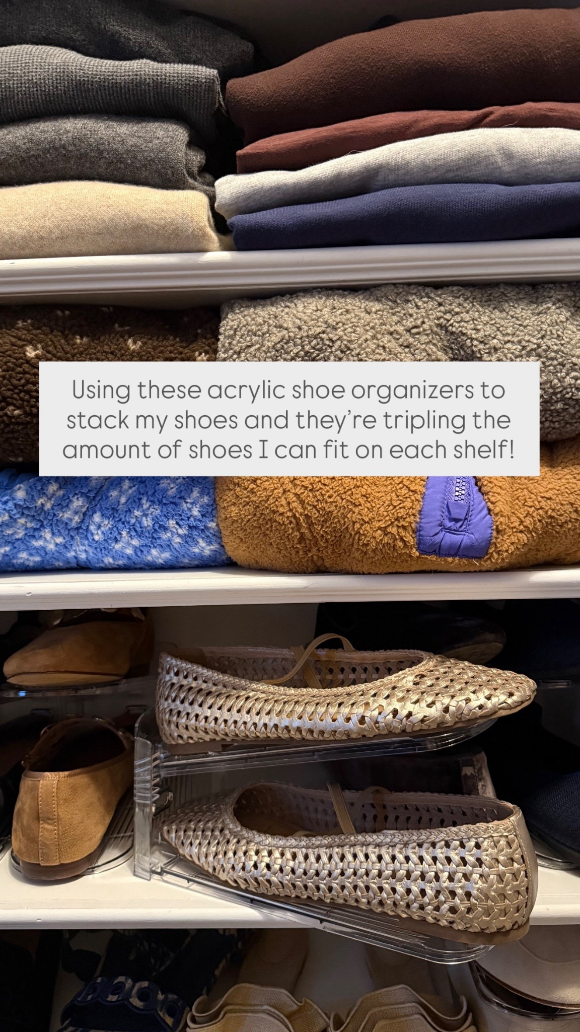 Using these acrylic shoe organizers to stack my shoes and they’re tripling the amount of shoes I can fit on each shelf!  Currently on sale too.. linking everything that I’m using ti organize my closet! 

Closet organization, Amazon home 

#LTKselfcare #LTKSaleAlert #LTKHome