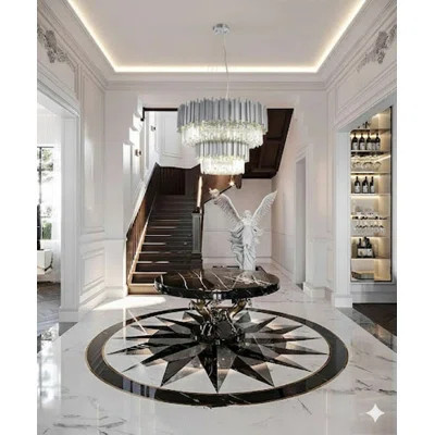 Transitional 12 Light Satin Nickel Crystal Round Chandelier | Wayfair North America