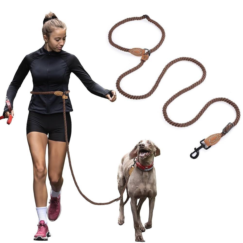 Mile High Life Hands Free Leather Tailor Handle Mountain Climbing Dog Rope 6FT Leash with Heavy D... | Amazon (CA)