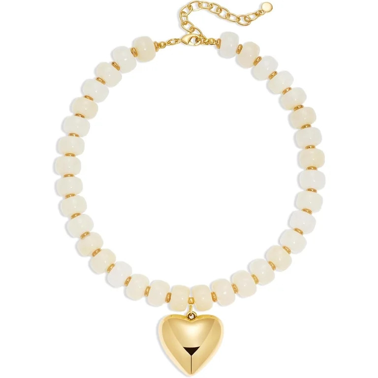 Meraki Miren Chunky Heart Necklaces for Women Colorful Resin Beaded Choker Necklace Gold Puffy He... | Walmart (US)