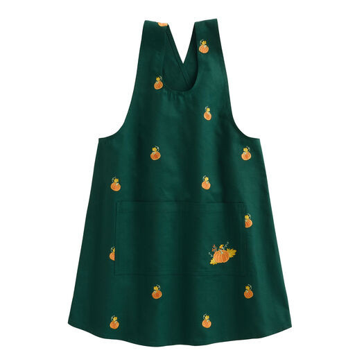 Pine Green and Orange Pumpkin Embroidered Smock Apron by World Market | World Market