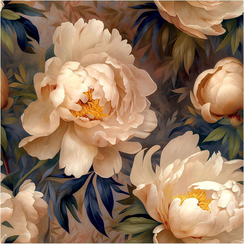 HAOKHOME Vintage Peel and Stick Wallpaper Floral Wall Paper Removable Boho for Bedroom Blue/Cream... | Amazon (US)