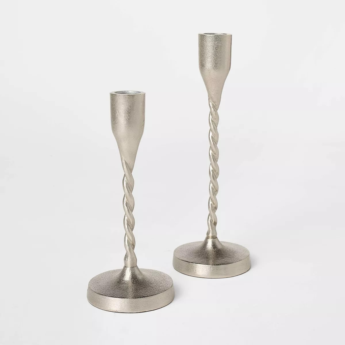 Set of 2 9"x3" Metal Taper Candle Holders Silver - Threshold™ designed with Studio McGee | Target
