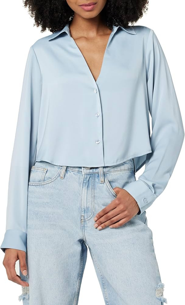 The Drop Women's Harlow Silky Cropped Blouse | Amazon (US)