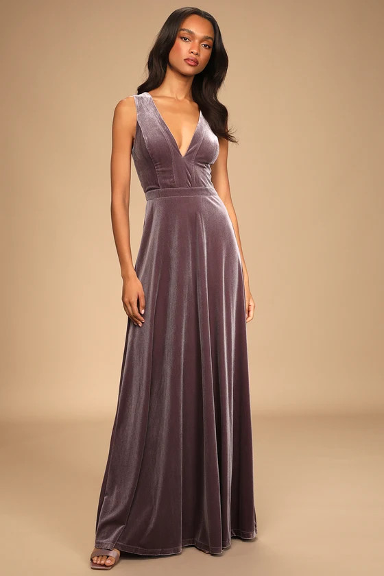 Beautiful Night Dusty Purple Velvet Sleeveless Maxi Dress | Lulus (US)