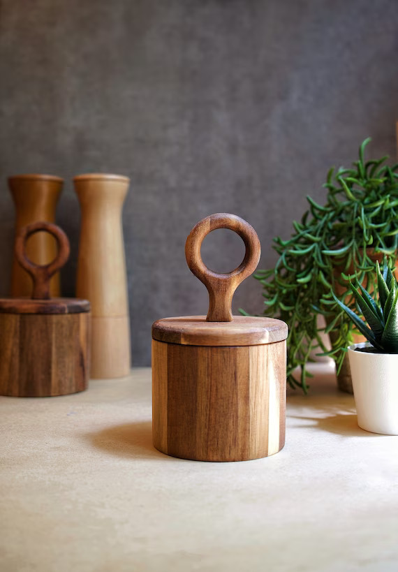 Handmade Wood Salt Cellar With Lid Handmade Salt Box Sugar | Etsy | Etsy (US)