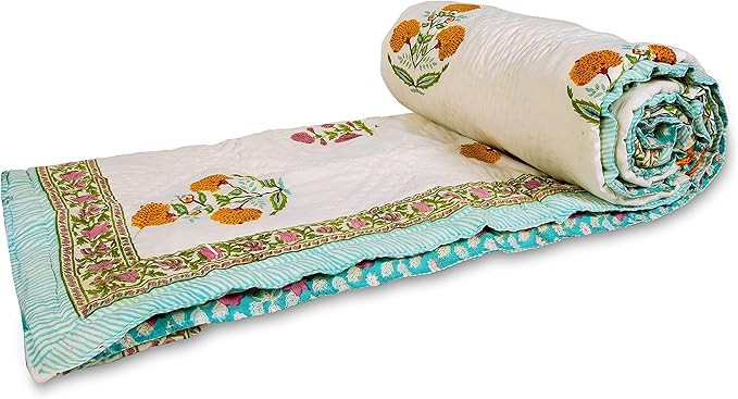 STITCHY Traditional Rajasthani Hand Block Print Light Weight Soft Flower Print with Off Color wit... | Amazon (US)