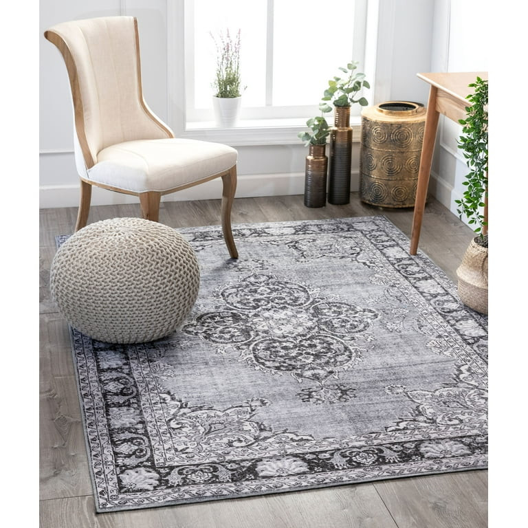 Well Woven Machine Washable Nile Tarifa Vintage Bohemian Medallion Floral Border Grey 7'7" x 9'6"... | Walmart (US)