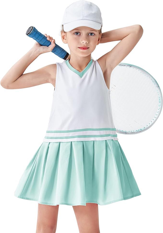 JACK SMITH Youth Girls Tennis Dress Golf Sleeveless Outfit School Sports Dress with Shorts Pocket... | Amazon (US)