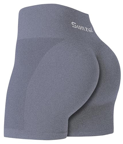 Sunzel Workout Biker Shorts Women Scrunch Butt Lifting Seamless Shorts High Waist Stretch Booty Short for Gym Yoga Running, Light Grey Small | Amazon (US)