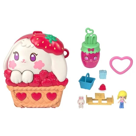 Polly Pocket Picnic Bunny Compact Playset with 1 Micro Doll and Pet, Travel Toy with Fruit Accessories | Walmart (US)