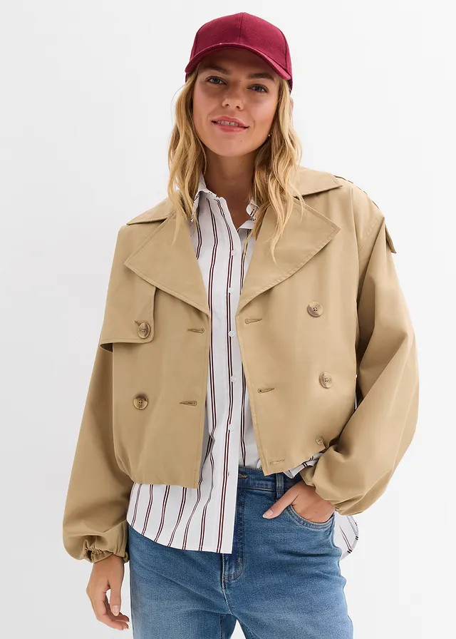 Korte trenchcoat robijnrood | Bonprix NL (Influencer)