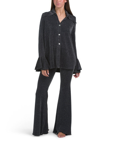 2pc Metallic Lounge Top And Pants Set | TJ Maxx