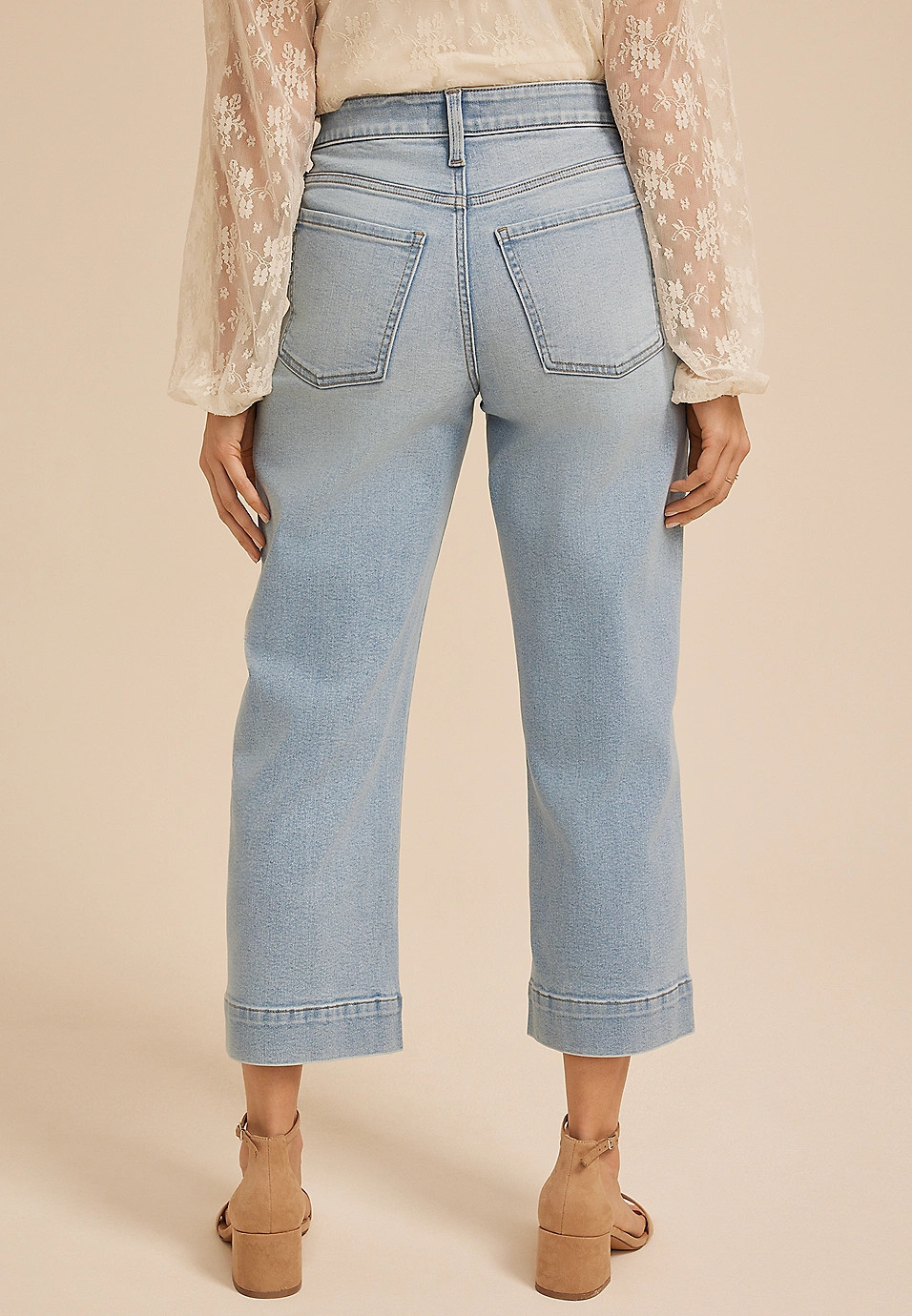 m jeans by maurices™ High Rise Wide Leg Cropped Jean | Maurices