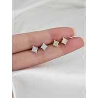 Dainty Diamond Studs in Sterling Silver Or Gold, Earrings, Bridesmaid Wedding Gift, Mother's Day Minimalist & Elegant | Etsy (US)