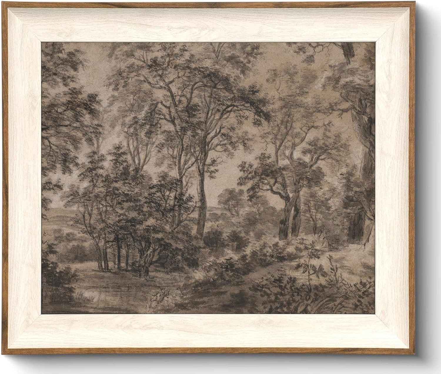 Framed Canvas Wall Art for Living Room Decor, Vintage Neutral Brown Woodland Landscape Painting F... | Amazon (US)