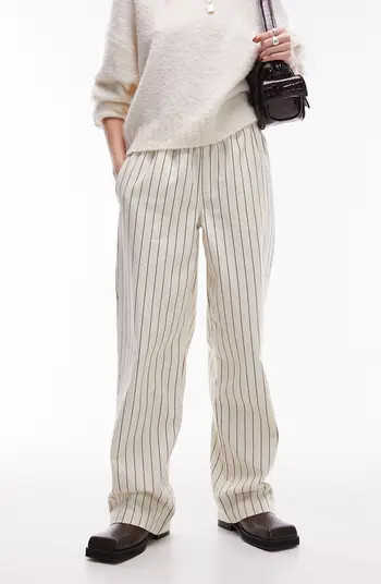 Topshop Pull-On Cotton Straight Leg Pants | Nordstrom | Nordstrom