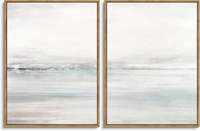 Gardenia Art Framed Wall Art Set Abstract Ocean Beach Canvas Wall Decor Nature Shore Horizon Pict... | Amazon (US)