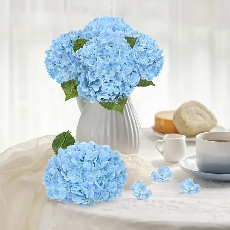 Scidweet Hydrangea Artificial Flowers, 4 Pcs 19.3" Real Touch Latex Faux Fake Flowers for Indoor ... | Walmart (US)