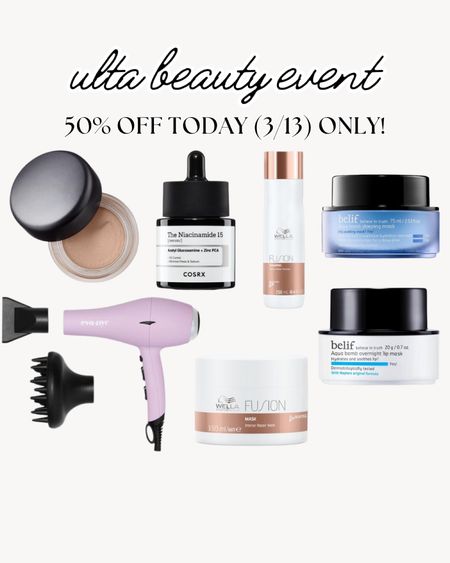 Ulta Semi-Annual Beauty Event sale - these items are 50% off today only! Wednesday, March 13, 2024! 

#LTKsalealert #LTKbeauty