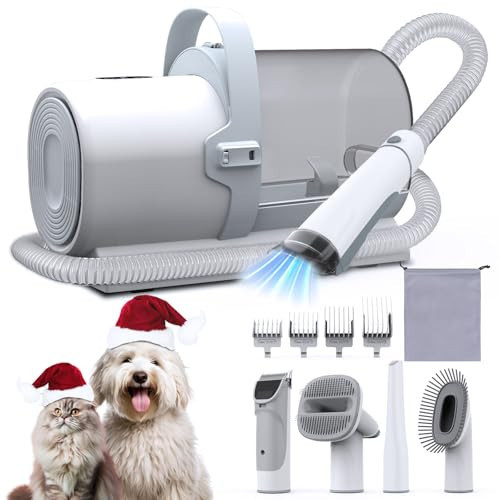 Dog Grooming Vacuum, Pet Grooming Kit with Dog Clippers, 2.5L Dust Cup 11000Pa Dogs Vacuum for Shedding Grooming, 5 Grooming Tools Home Cleaning in 1, Low Noise Pet Grooming Vacuum for Dogs, PG50 | Amazon (US)