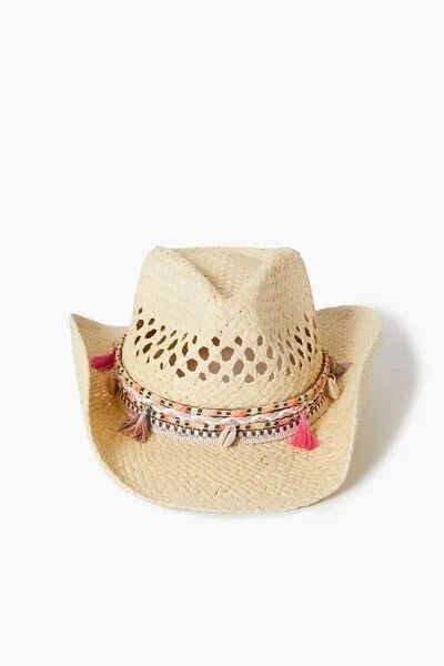 Girls Cowrie Shell Straw Cowboy Hat (Kids) | Forever 21
