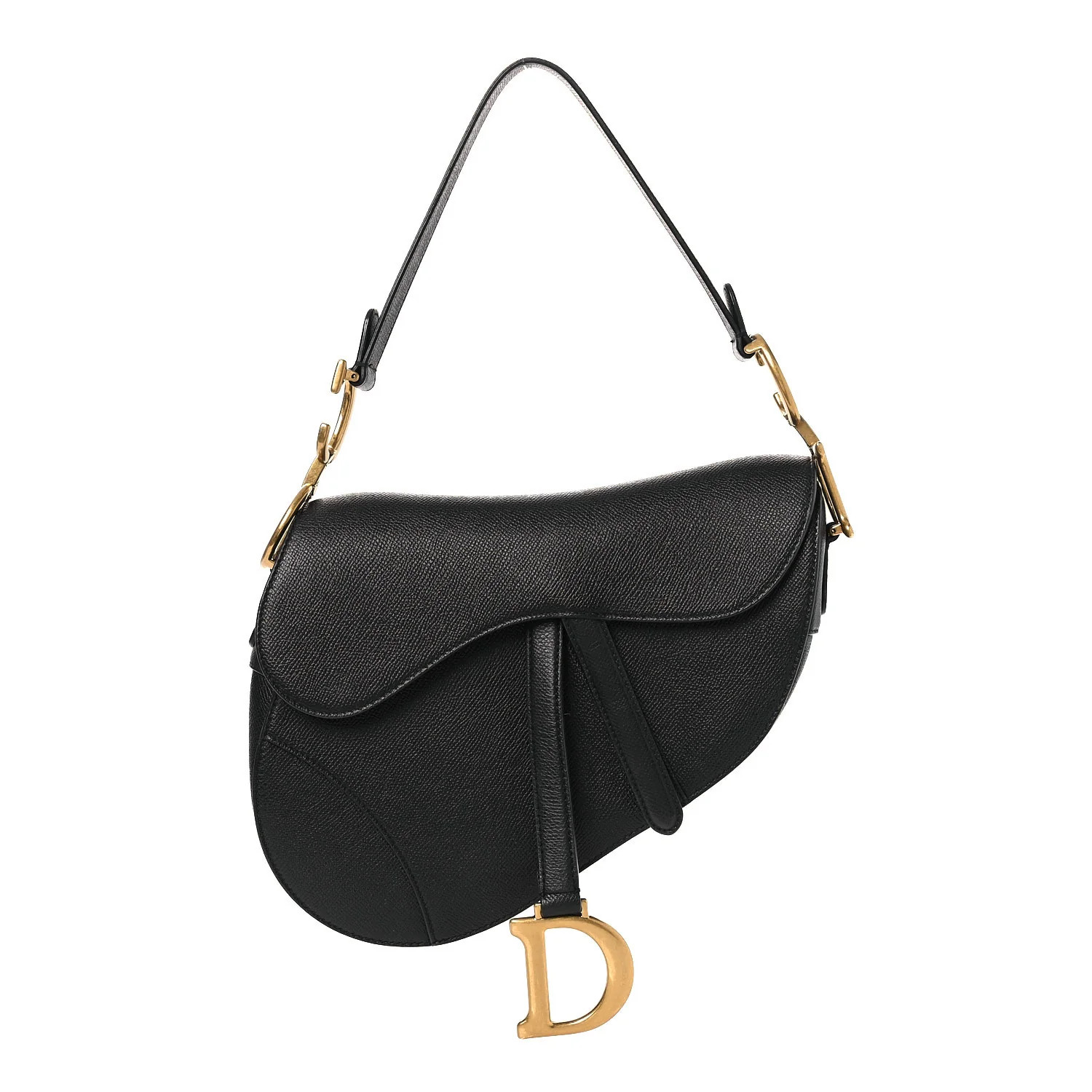 Christian Dior Grained Calfskin Saddle Bag Black 1870921 | FASHIONPHILE (US)