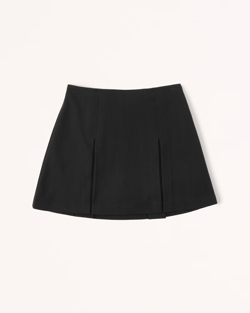 Wool-Blend Pleated Mini Skort | Abercrombie & Fitch (US)