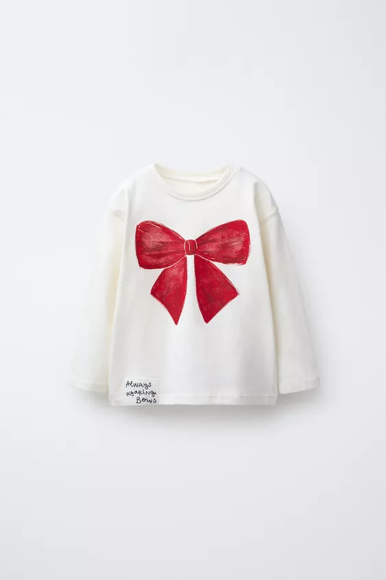 WATERCOLOR PRINT T-SHIRT WITH BOW | Zara US