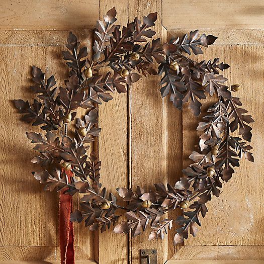 Verdigris Oak Leaf + Acorn Iron Wreath | Terrain
