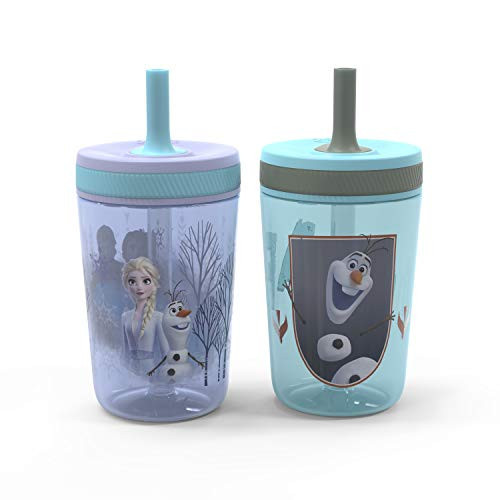 Zak Designs Disney Frozen II Movie Kelso Tumbler Set, Leak-Proof Screw-On Lid with Straw, Made of Durable Plastic and Silicone, Perfect Bundle for Kids (Frozen 2 Olaf, 15 oz, 2pc Set) | Amazon (US)