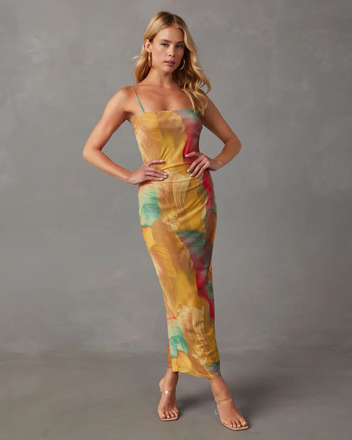 Nuvola Printed Mesh Midi Dress - Multi | VICI